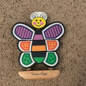 Butterfly wooden block toy